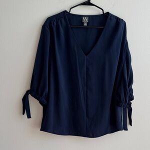 Women's Navy Blue V-Neck Top
